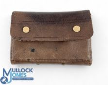 Unusual Richard Wheatley leather Fly Wallet, with a wooden and aluminium inner box - R Wheatley