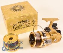 Daiwa Gold GS-3 skirted spool spinning reel with spare spool, good bail, spool face tensioner runs