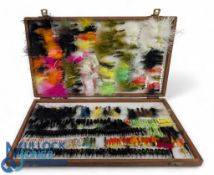Large Richard Wheatley double sided wooden fly box, full of assorted reservoir wet flies nymphs -