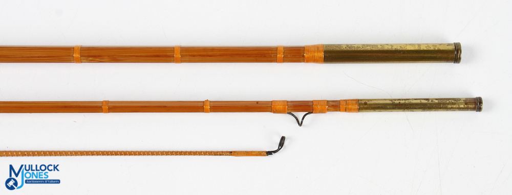 Allcocks Redditch "Golden Guinea" split cane trout fly rod 10' 6" 3pc (tip 3" short), brass - Image 3 of 3