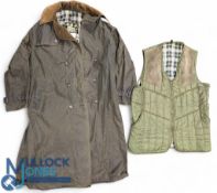 Barbour Wax Trench Coat plus a quilted Barbour shooting waist coat, the trench coat is size 42cm and