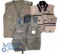 3x Fishing Multi Pocket Vests, a Shakespeare size XL, a Masterline flyfishing waistcoat size L,