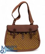 Brady of Halesowen canvas and leather Game / Fishing Bag, brown canvas leather edged bag with one