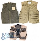 Fishing Waist Coats, 3 good waist coats by Wynnster, Sue Burgess, Crazy River, all size L. In good