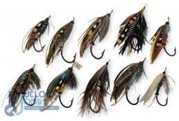 A Collection of 10 Gut Eyed Salmon Flies, all different patterns - size 6/0 x 3, 4/0 x 3, 2/0 (4)