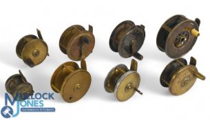 Selection of Early Brass Fishing Reels to consist of 7 unnamed reels of various sizes from 1 1/2, to