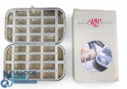 Richard Wheatley Slimalloy Fly Fishing Box, an unused 32 compartments in lid and base, in original