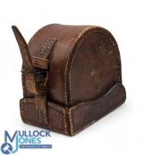 Hardy Bros block leather ‘D' shape reel case, 3 ¾