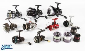 Selection of fixed spool reels (6) - 2x Shakespeare 6000FS, Daiwa 1050 and 7270a, DAM 1012 Prince,
