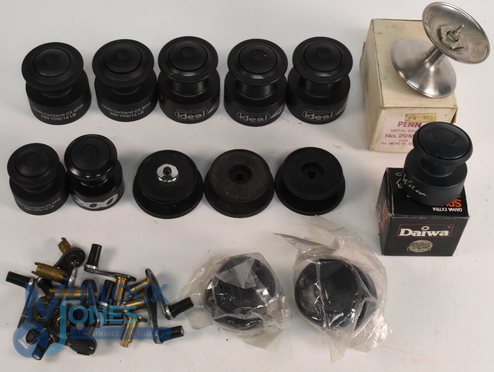 Collection of spare spools, as listed: Penn No 29M-60 for 60, 85, 111, 285 reels. Daiwa Float