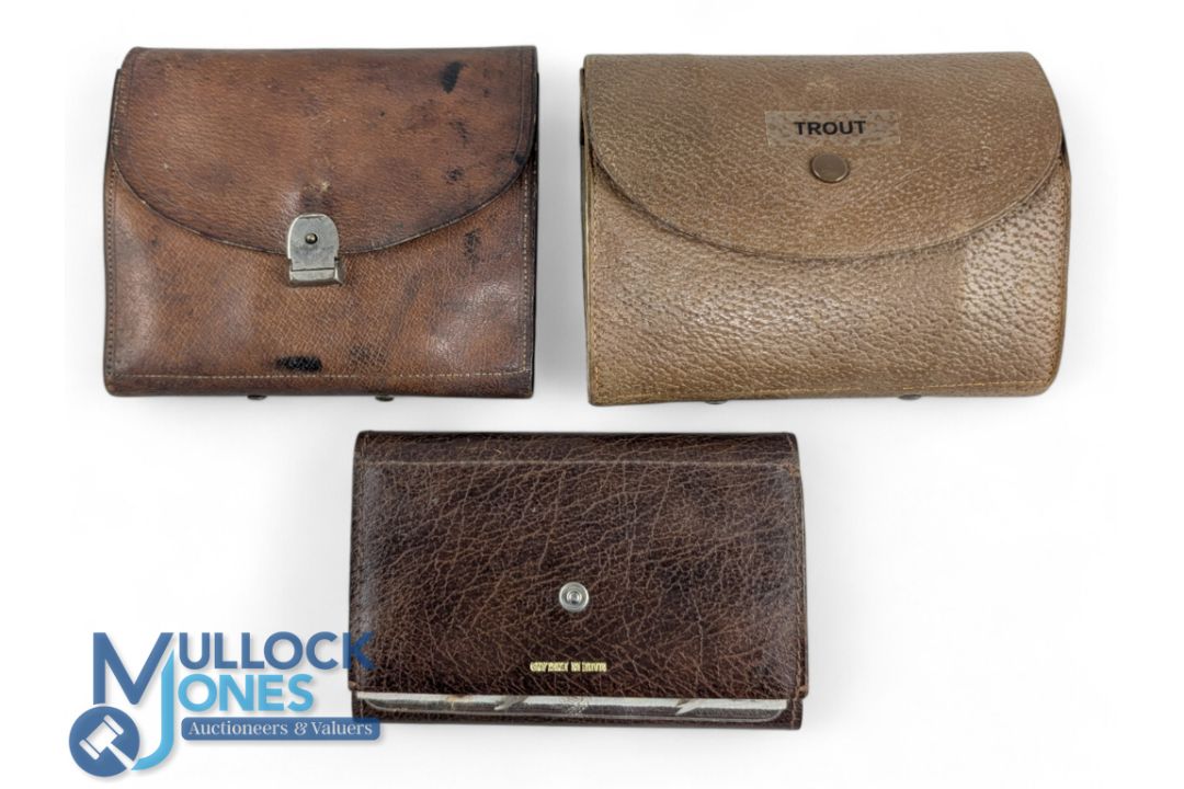 Three Leather Fishing Wallets, for Flies, Leaders, Cast, Lines, the fly wallet has 2 aluminium - Image 2 of 2