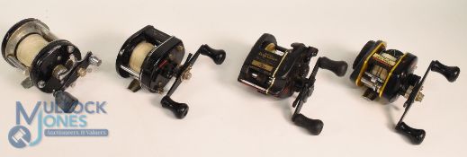 4x various multiplier reels - features ABU Ambassadeur 6000C multiplier reel foot stamped 110900,
