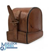 Hardy Bros block leather ‘D' shape reel case 4 ¼