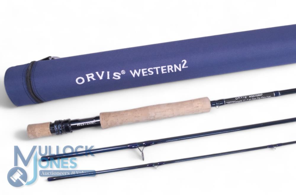 Orvis Western 2, 11' 3 piece Graphite trout fly rod, line rate #7, Tip Flex, cork handle with