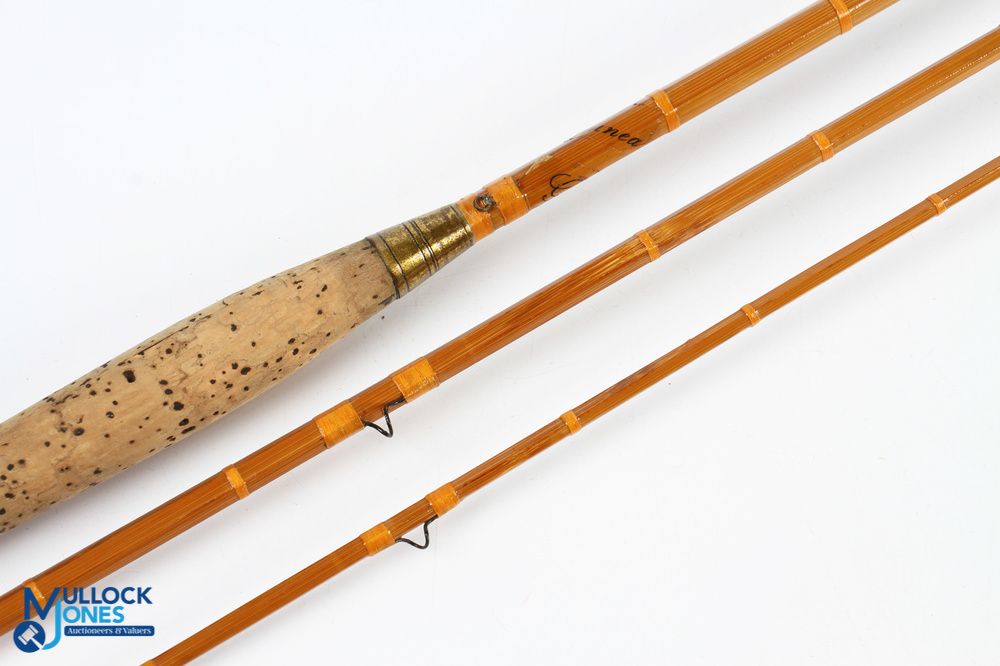 Allcocks Redditch "Golden Guinea" split cane trout fly rod 10' 6" 3pc (tip 3" short), brass - Image 2 of 3