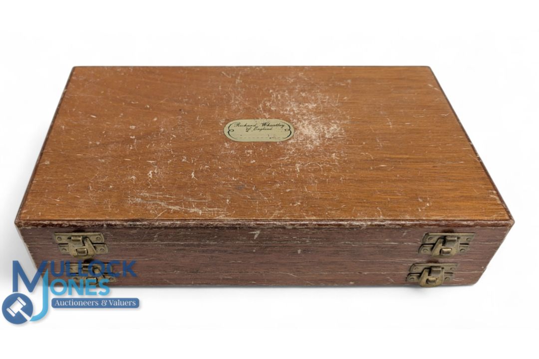 Richard Wheatley double sided wooden Fly Box - empty box, in need of a polish - size #18cm x 30cm - Image 1 of 2