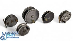 5 Alloy Fly Reels, Cummins 3 1/2 with brass foot, J P Moreton & Co The Colonnade 3 1/2 & 4 1/2