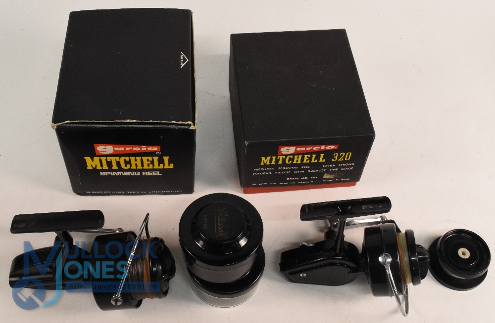 Mitchell 300 fixed spool reel, LHW, good bail, spool tensioner with 2 spare cased spools. In correct - Image 2 of 2