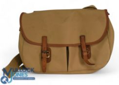 Brady of Halesowen canvas and leather Game / Fishing Bag, tan canvas leather edged bag with one