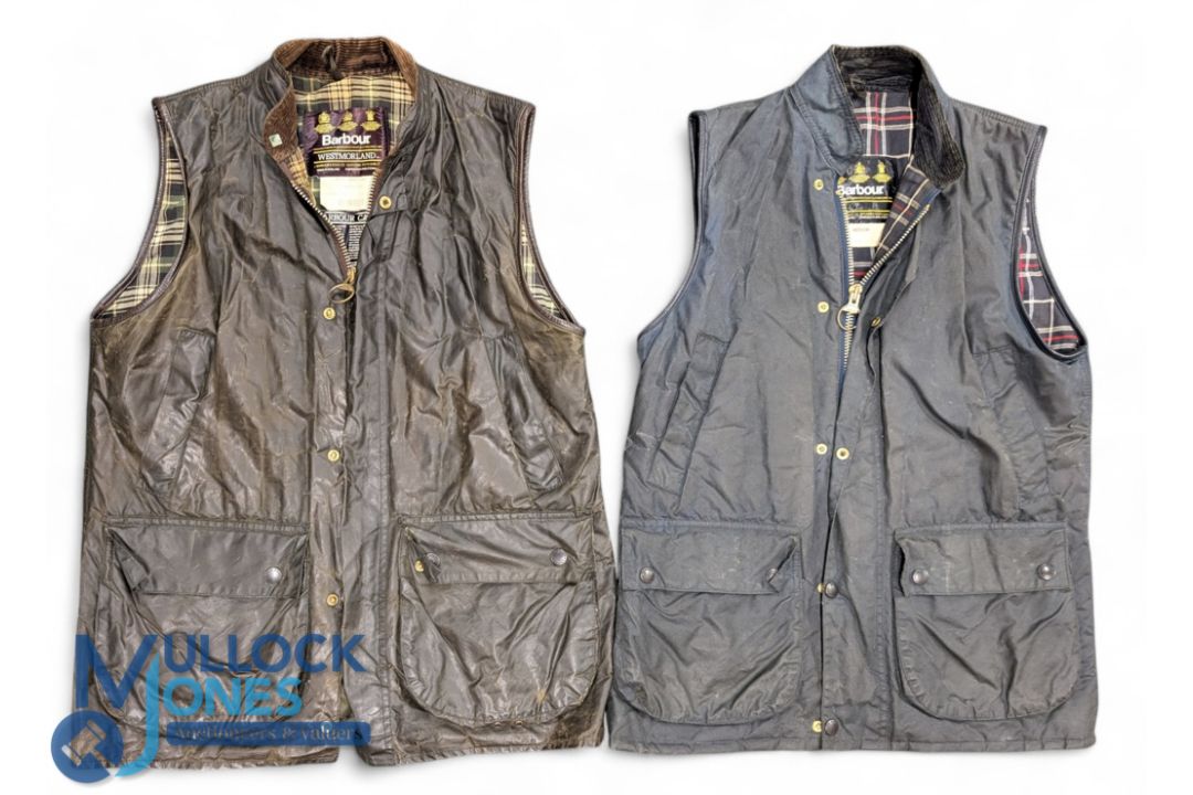 Two Barbour Wax Waistcoats, a green and a blue Westmorland, in used condition, no obvious faults - Image 1 of 2