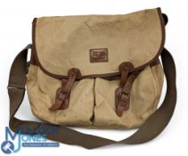 House of Hardy canvas and leather trim fishing shoulder bag, webbing shoulder strap, slighter larger