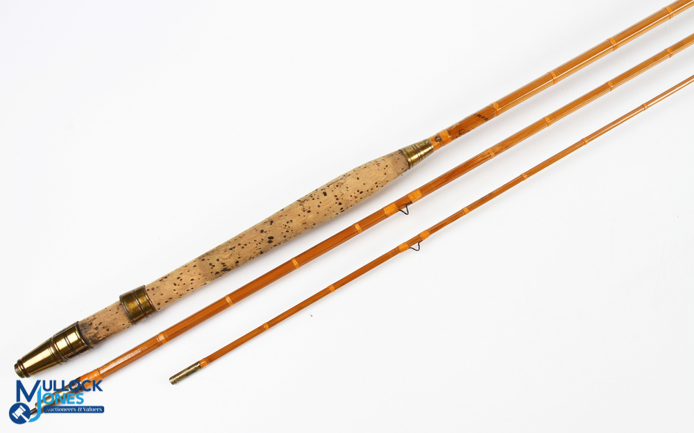 Allcocks Redditch "Golden Guinea" split cane trout fly rod 10' 6" 3pc (tip 3" short), brass