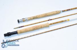 J S Sharpe Aberdeen Scottie Brand split cane trout fly rod No 2651, 9ft 2pc alloy sliding reel