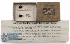 A rare and original Kennedy's Coch-y-Bondhu Beetle Irresistible Floating Fishing Lures, 2 beetles on