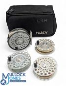 Hardy Bros LRH Lightweight alloy trout fly reel with 3 spare spools, 3 3/16