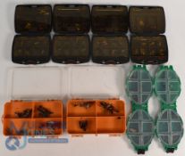 Collection of compartment fly boxes: 4x Sky Top Pocket fly box, 4
