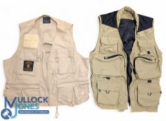 Two Hardy Bros Fly Fishing Waistcoats, with multi pockets, lambs wool fly holder, size M, condition