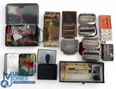 Fishing Accessories, a mixed box to include fishing glasses clip on and magnifying, Hardy bag,