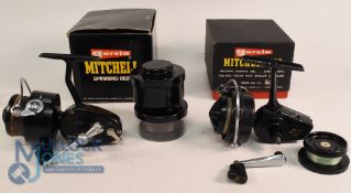 Mitchell 300 fixed spool reel, LHW, good bail, spool tensioner with 2 spare cased spools. In correct