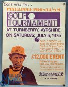 1975 Original Bing Crosby Pineapple Pro Am Golf Tournament Poster, at Turnberry July 5th, 1975 -