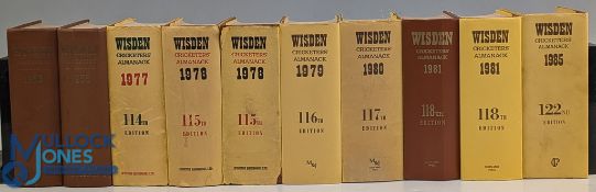1953-1985 Wisden Cricketers Almanacks Hardback issues, part run to include years 1953 - no D/J, 1955