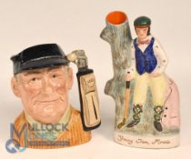 Golfing Ceramics (2) to incl Staffordshire replica ceramic golfing figure of Young Tom Morris -