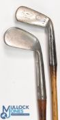 2x Interesting smooth faced irons a Geo Lowe Fairlie's Patent lofted iron by Anderson of