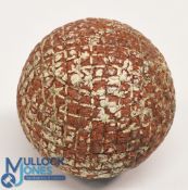 Rare fine mesh red gutta percha Golf Ball in good all round condition
