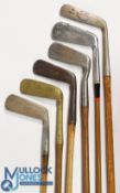 5x Assorted putters to incl J Heron Worplesdon GC Gibson superior long shallow straight blade with