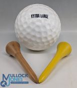Extra-large Shop Advertising Golf Ball, with two wooden tees, the dimple plastic ball is #21cm