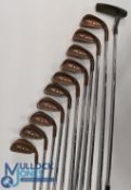 Set of Ping Eye 2 white dot Beryllium copper Golf Irons (10) incl 2-9, S and W, stamped 803047 to
