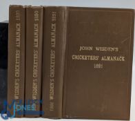 Wisden Cricketers' Almanacks 1889, 1890, 1891 rebound issues, all original copies matching set of