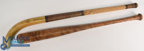 A vintage Clapshaw & Cleave 20oz The Collegiate Hockey Stick plus a vintage wooden heavy-duty