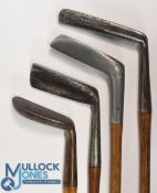 4x Famous putters to incl a James Braid Orion wide flanged sole metal blade, an elongated shallow