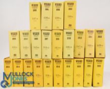 A continuous run of 23x hardback Wisden Cricketers Almanacks 2000-2022 - good condition with some
