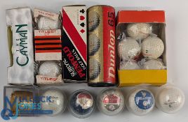 Period Dimple Golf balls, a mixed lot, to include Dunlop 65, the Cayman, Titliest DT, Penfold (2