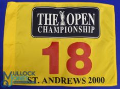 2000 Official St Andrews Open Golf Championship 18th Hole Pin Flag - won by Tiger Woods - his