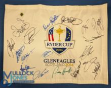 2014 Ryder Cup Gleneagles European Team signed embroidered Pin Flag - signed by Paul McGinley (