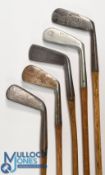5x Assorted golf clubs incl a rustless jigger, mid iron with the toe arrow mark, St Andrews Golf