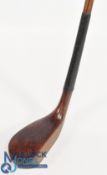 R Forgan of St Andrews c1890 light stained dogwood longnose putter showing diamond cut face markings